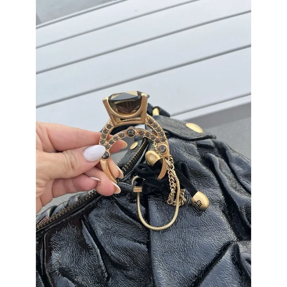 Juicy Couture Leather Embellished Y2K Boho Bag- OS - Black - Picture 16 of 16